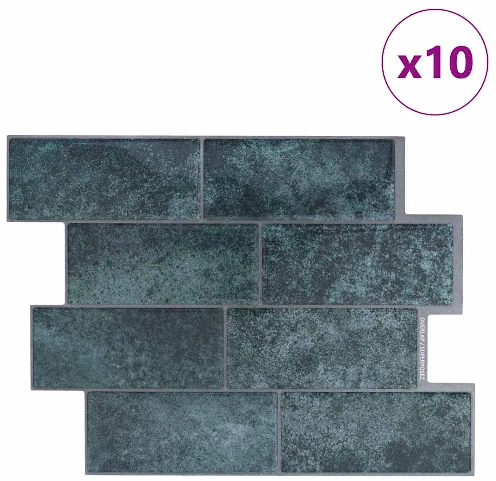 vidaXL Πλακάκι Subway 10 pcs Μπλε Πράσινο 29 x 21 εκ