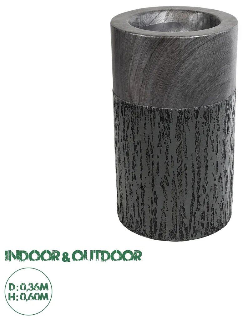 20761 GloboStar®  Artificial Garden PISA 20761 Επιδαπέδιο Πολυεστερικό Τσιμεντένιο Κασπώ Γλάστρα - Flower Pot Γκρι Ανθρακί Φ36 x Υ60cm