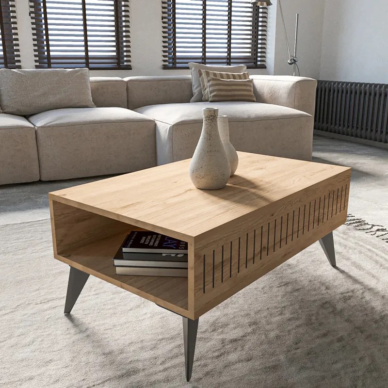 Τραπέζι Marla pakoworld σε oak απόχρωση 90x56x40εκ (1 τεμάχια)
