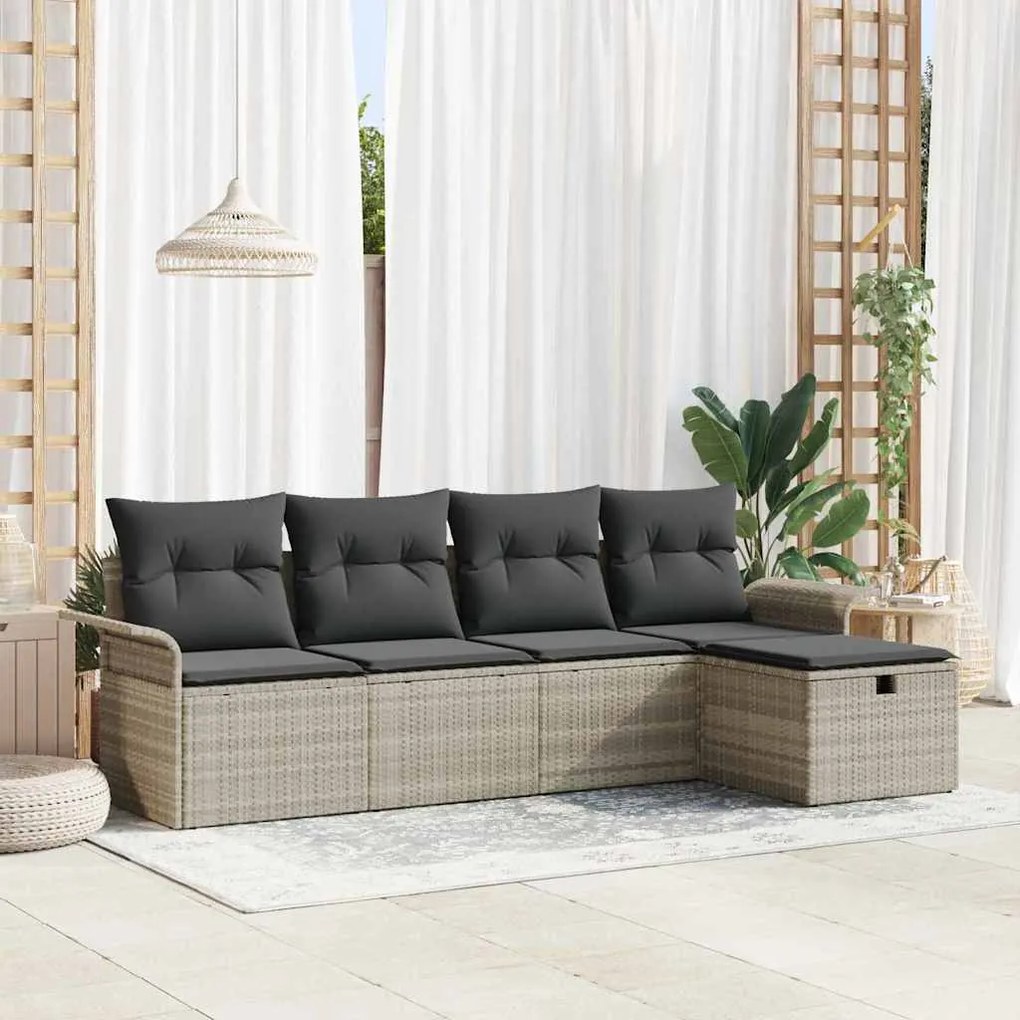 vidaXL Σετ Καναπέ Κήπου 5 pcs Ανοιχτό γκρι 251 x 117 x 85 εκ.
