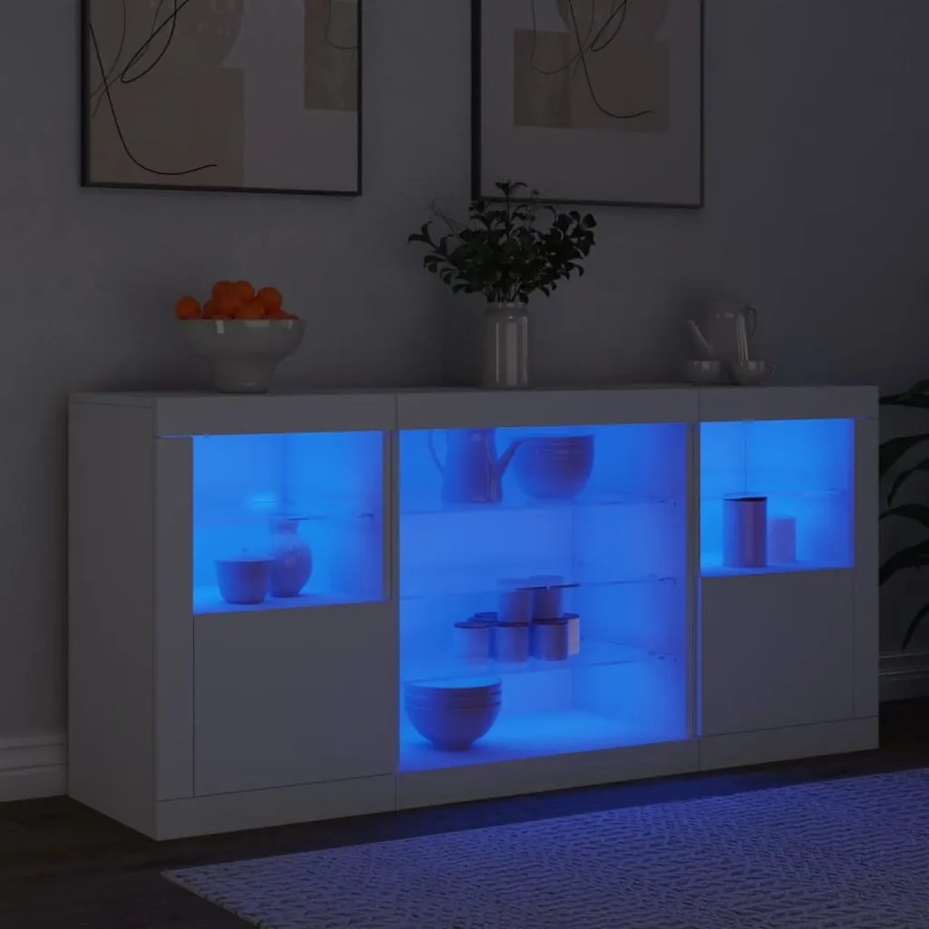 vidaXL Μπουφές με Φώτα LED Λευκός 142,5 x 37 x 67 εκ.