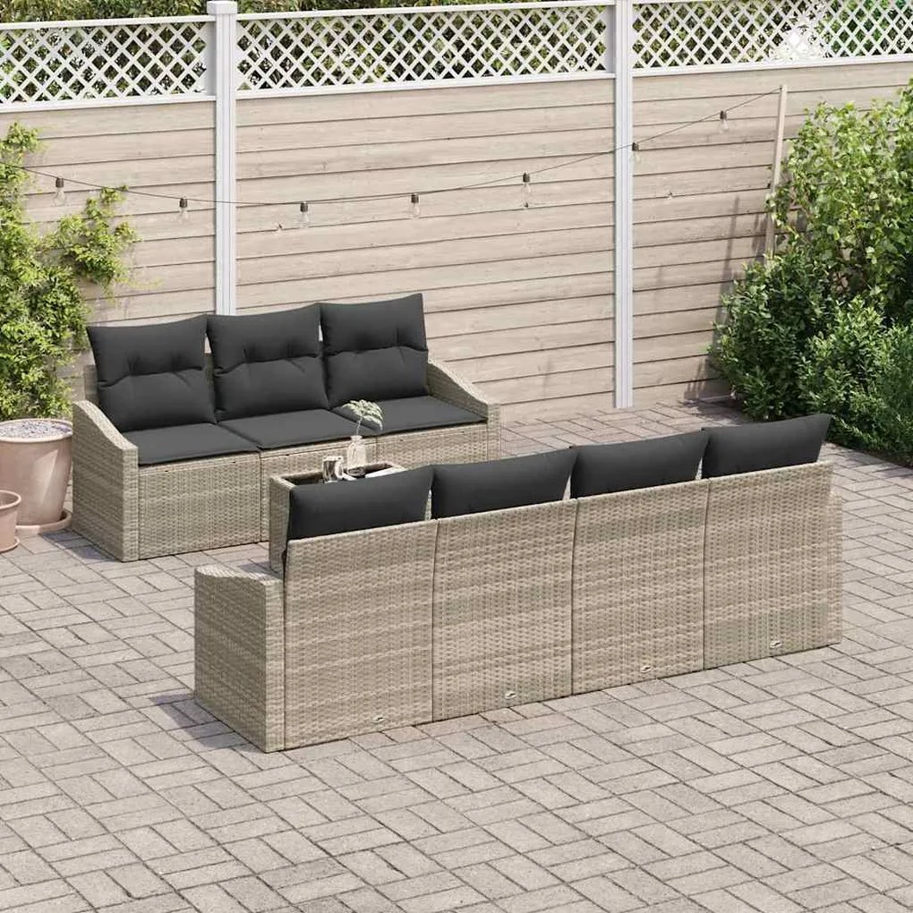 vidaXL Σετ Καναπέ Κήπου με μαξιλάρι 8 pcs Ανοιχτό γκρι 55 x 55 x 37 εκ