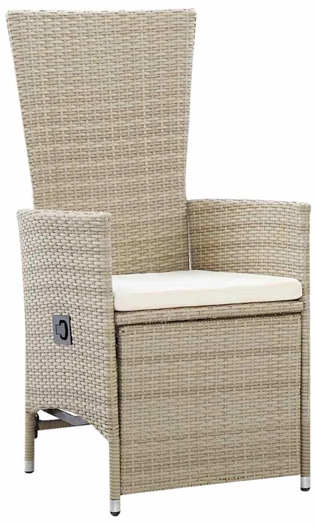 vidaXL Σέτ φαγητού για κήπο με μαξιλάρι 7 pcs Μπεζ συνθετικό ρατάν