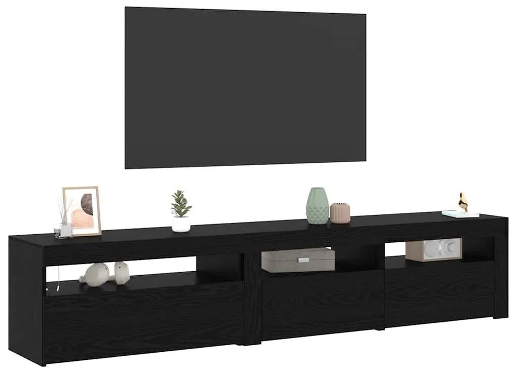 vidaXL Έπιπλα τηλεόρασης 2 pcs Μαύρη δρυς 195 x 35 x 40 εκ.