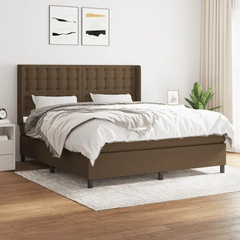 ΚΡΕΒΑΤΙ BOXSPRING ΜΕ ΣΤΡΩΜΑ ΣΚΟΥΡΟ ΚΑΦΕ 180X200 ΕΚ ΥΦΑΣΜΑΤΙΝΟ 3131772