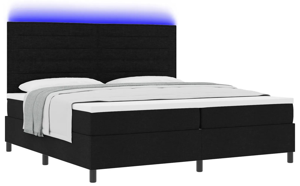 vidaXL Κρεβάτι με ελατήρια με στρώμα Μαύρο 200 x 200 cm ύφασμα