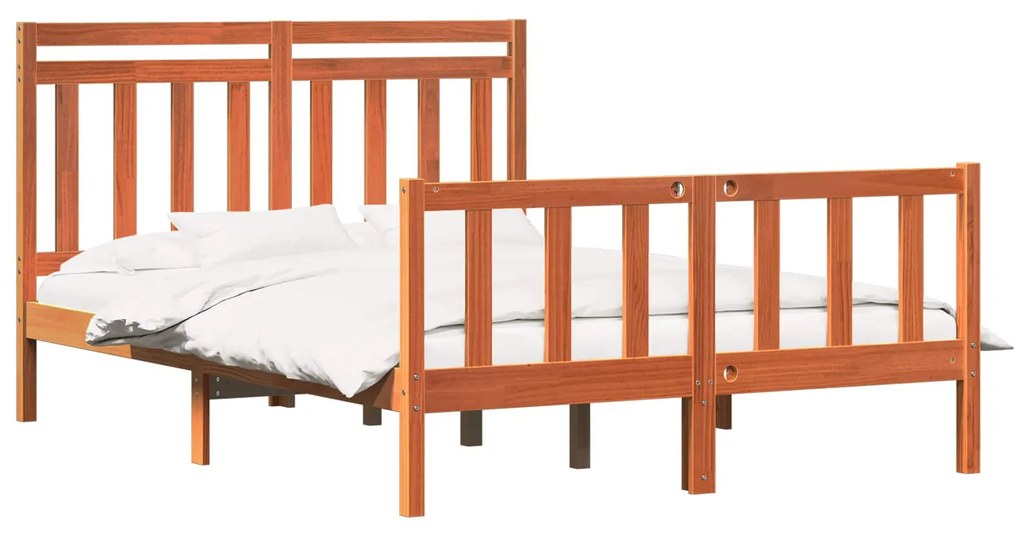 vidaXL Σκελετός Κρεβατιού με κεφαλάρι 2 pcs Κερωτό καφέ 140 x 200 cm