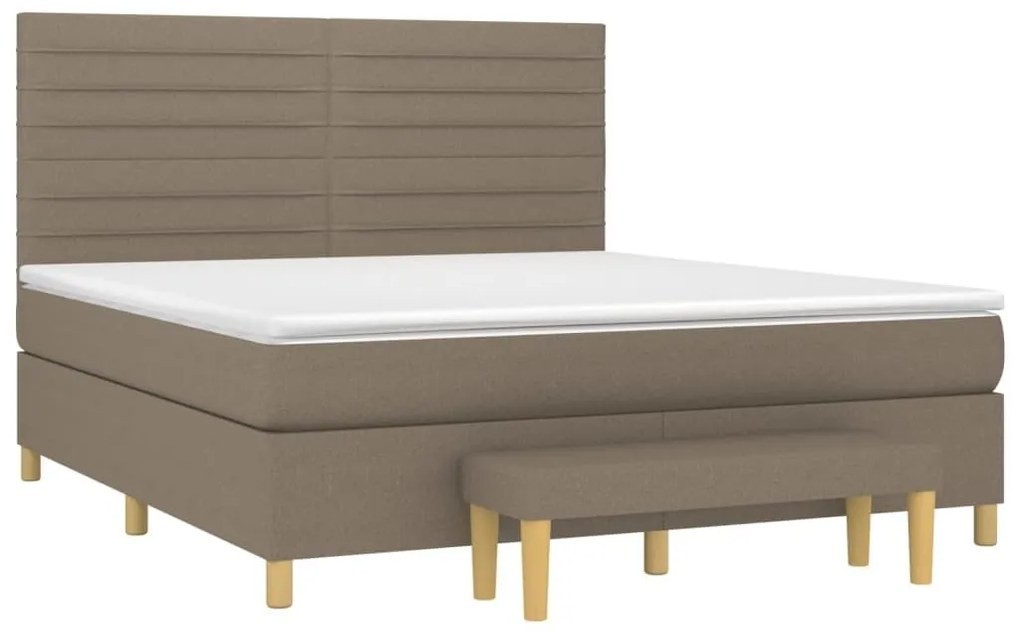 Κρεβάτι Boxspring με Στρώμα Taupe 160x200 εκ. Υφασμάτινο - Μπεζ-Γκρι