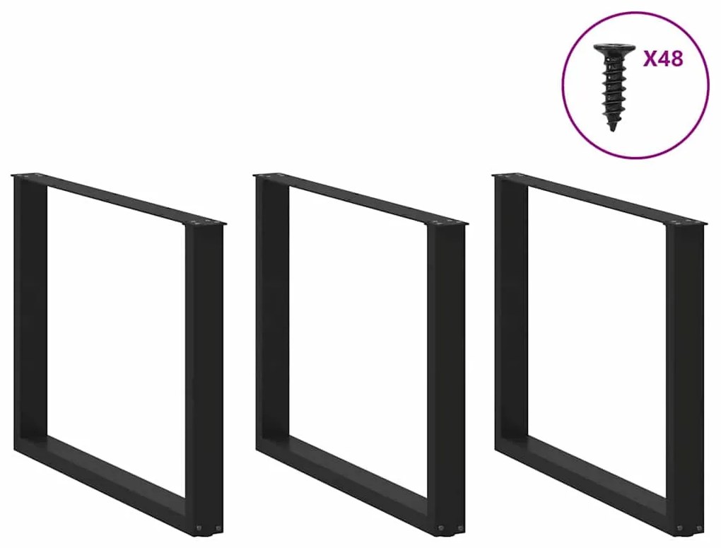 vidaXL Πόδια Τραπεζαρίας σε Σχήμα U 3 τεμ. Μαύρο 100x(72-73) εκ. Ατσάλι