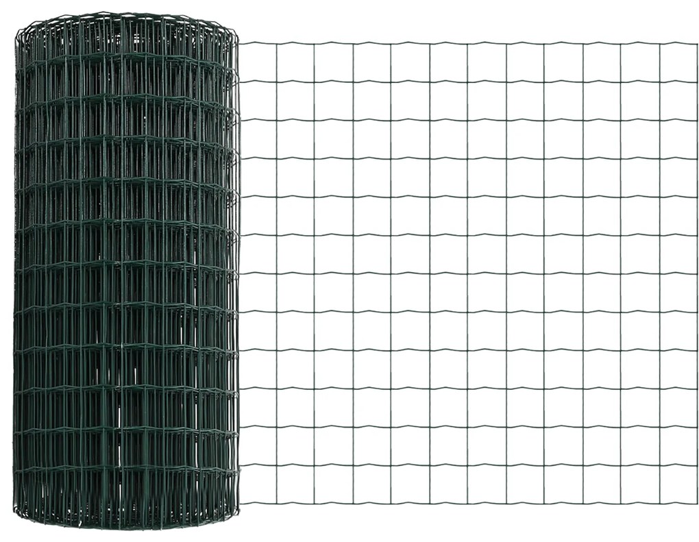 vidaXL Euro Fence με 13 Μεταλλικούς Στύλους 0.4x25 μ Γαλβανισμένος Σίδηρος Πράσινος
