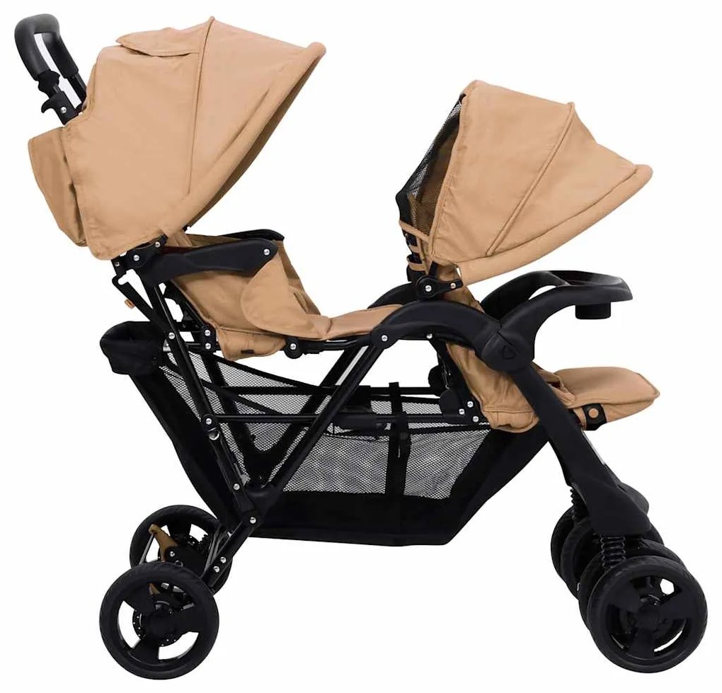 vidaXL Καρότσι Διδύμων Taupe Ατσάλινο