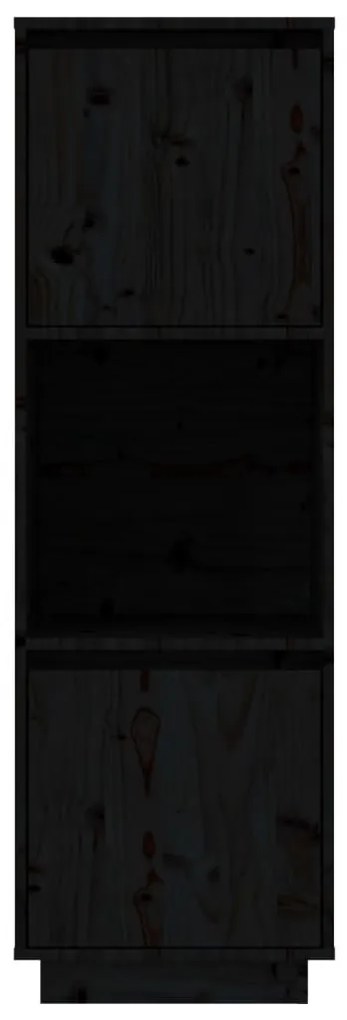 Ντουλάπι Ψηλό Μαύρο 38 x 35 x 117 εκ. από Μασίφ Ξύλο Πεύκου - Μαύρο