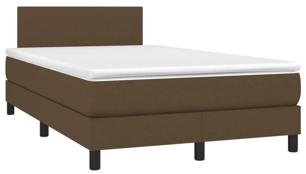 vidaXL Κρεβάτι Boxspring με Στρώμα Σκούρο Καφέ 120x190 εκ Υφασμάτινο