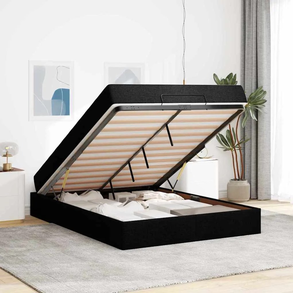 vidaXL Σκελετός Κρεβατιού Μαύρο 140 x 190 cm ύφασμα