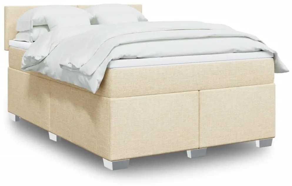 ΚΡΕΒΑΤΙ BOXSPRING ΜΕ ΣΤΡΩΜΑ ΚΡΕΜ 160X200 ΕΚ. ΥΦΑΣΜΑΤΙΝΟ 3288237