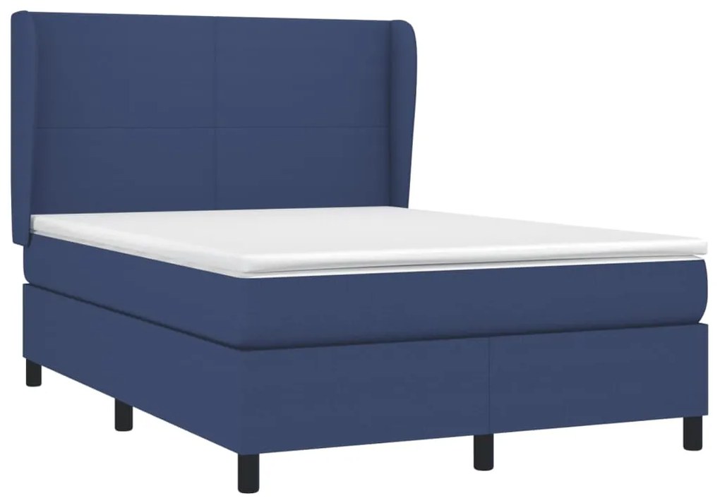 vidaXL Κρεβάτι Boxspring με Στρώμα Μπλε 140x200 εκ. Υφασμάτινο