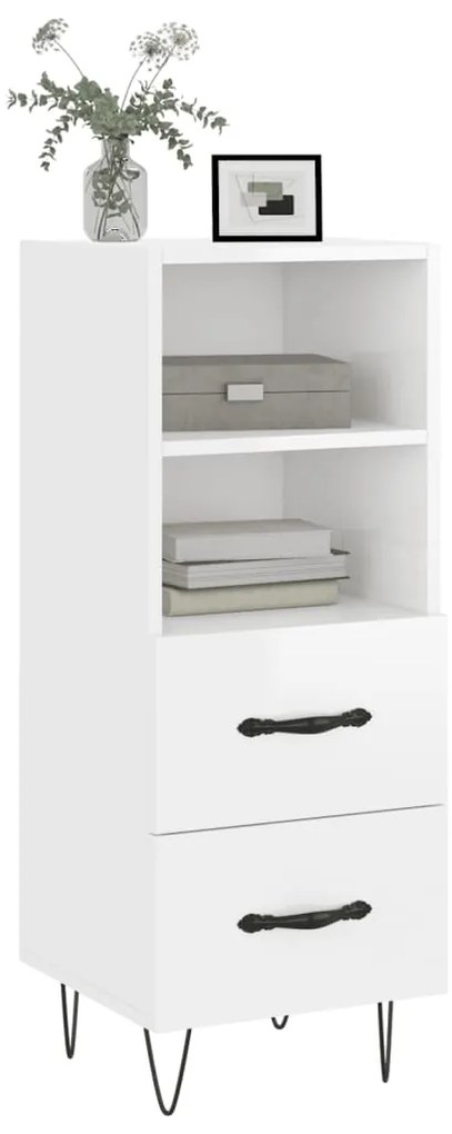 vidaXL Ντουλάπι Γυαλιστερό Λευκό 34,5x34x90 εκ. Επεξεργασμένο Ξύλο
