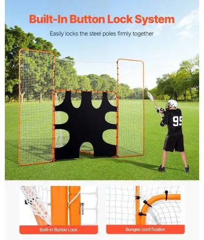 VEVOR 12x9 ft 3-IN-1 Lacrosse Goal Net with Backstop Target Rebounder Equipment
