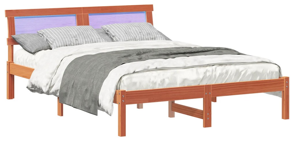 vidaXL Σκελετός Κρεβατιού Καφέ κεριού 140 x 190 cm Ξύλο πεύκου