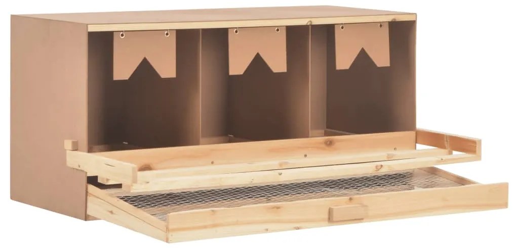 vidaXL Φωλιά για Κότες με 3 Θέσεις 96x40x45 εκ. από Μασίφ Ξύλο Πεύκου