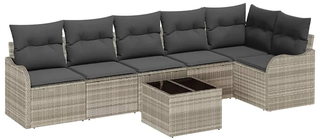 vidaXL Σετ Καναπέ Κήπου με μαξιλάρι 7 pcs Γκρι Πολυ ράταν