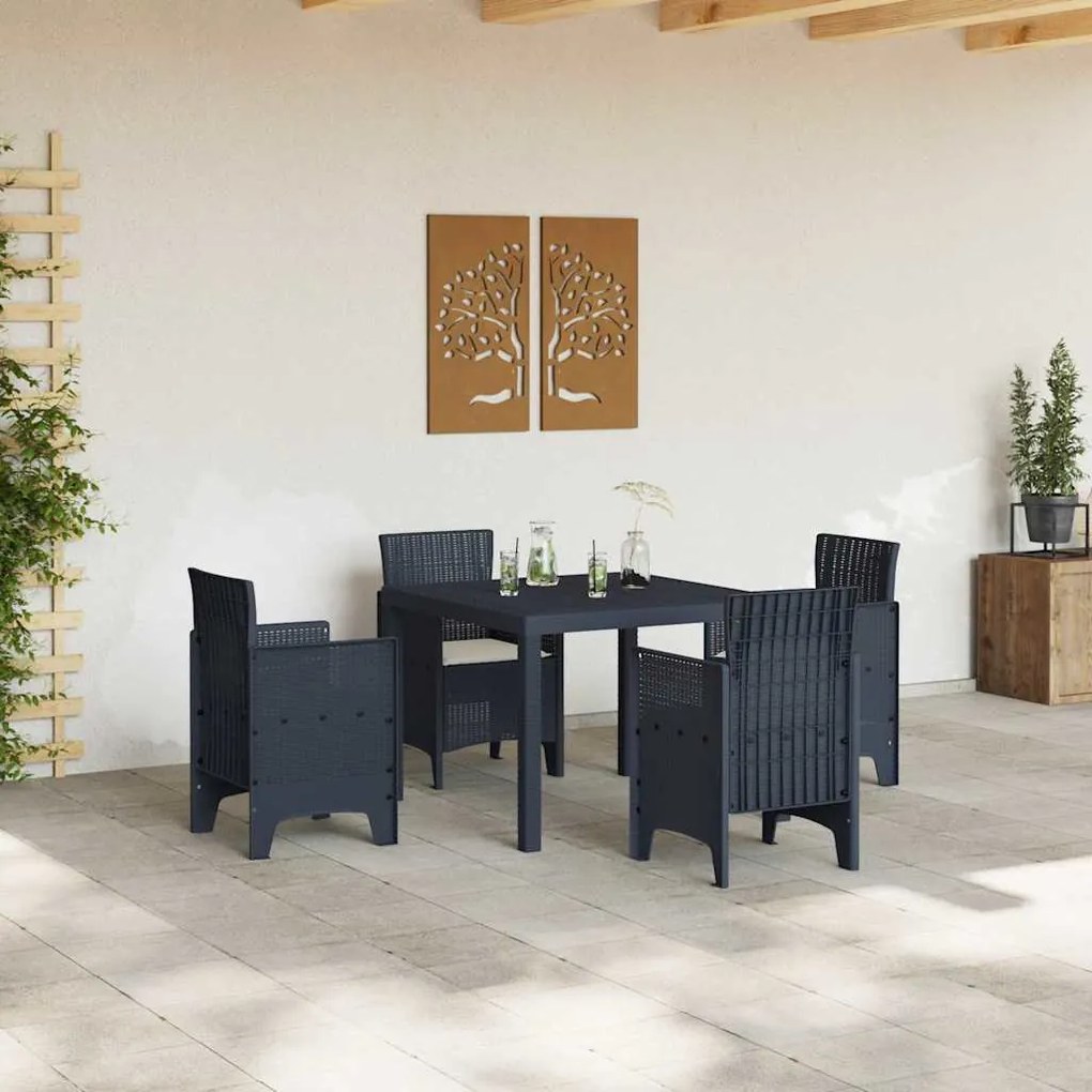 vidaXL Σέτ φαγητού για κήπο 5 pcs Ανθρακί Rattan Polt