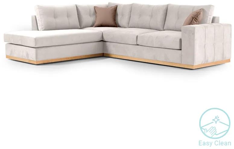 Γωνιακός καναπές δεξιά γωνία Boston pakoworld ύφασμα cream-mocha 280x225x90εκ - Ύφασμα - 168-000020