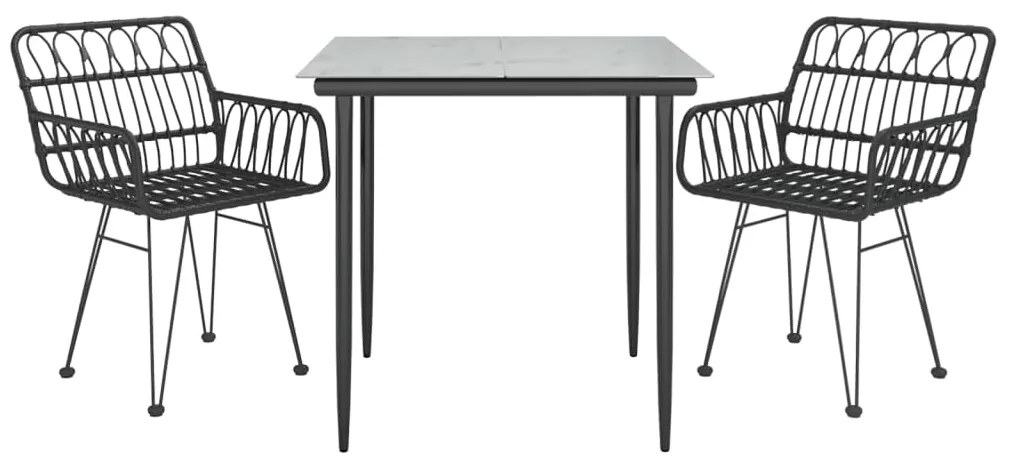 vidaXL Σετ Επίπλων Bistro Κήπου 3 τεμ. από Μαύρο Συνθετικό Ρατάν