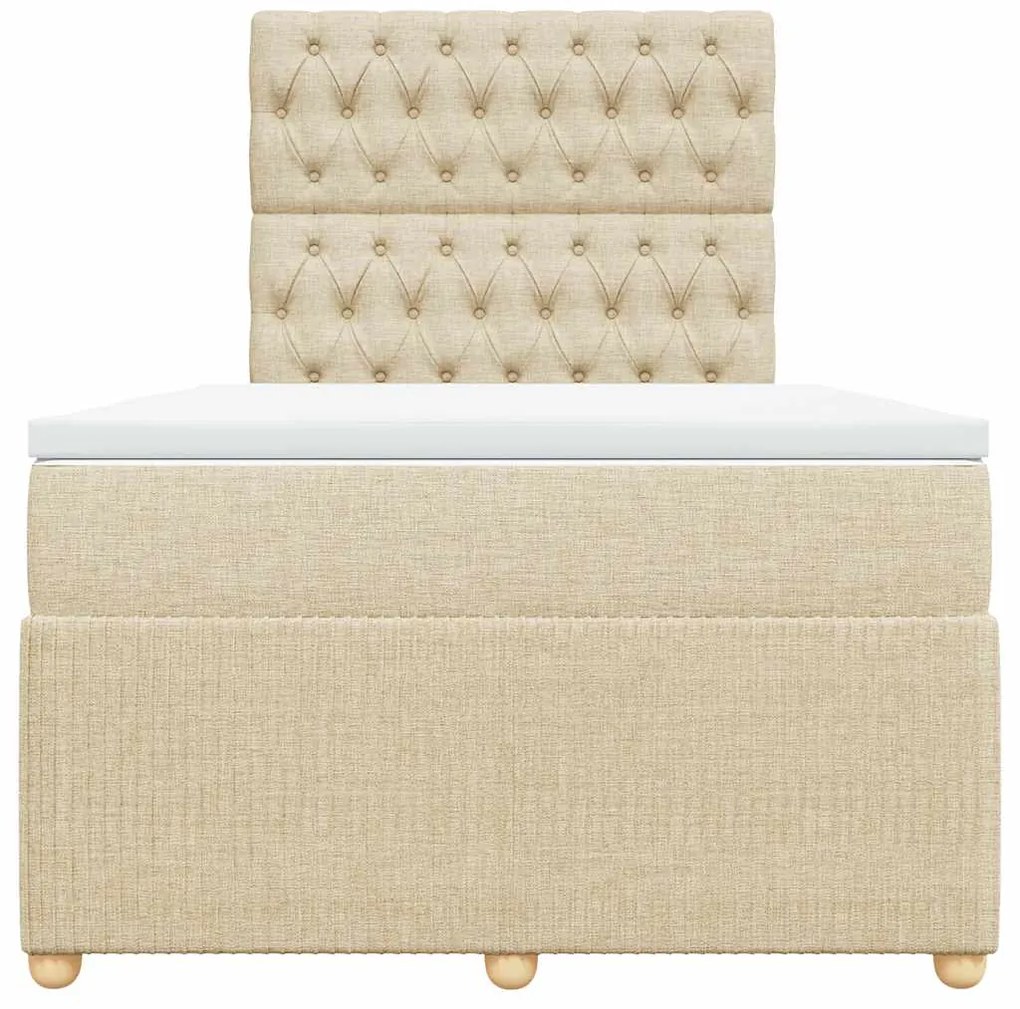 vidaXL Κρεβάτι Boxspring με Στρώμα Κρεμ 120x190 εκ. Υφασμάτινο