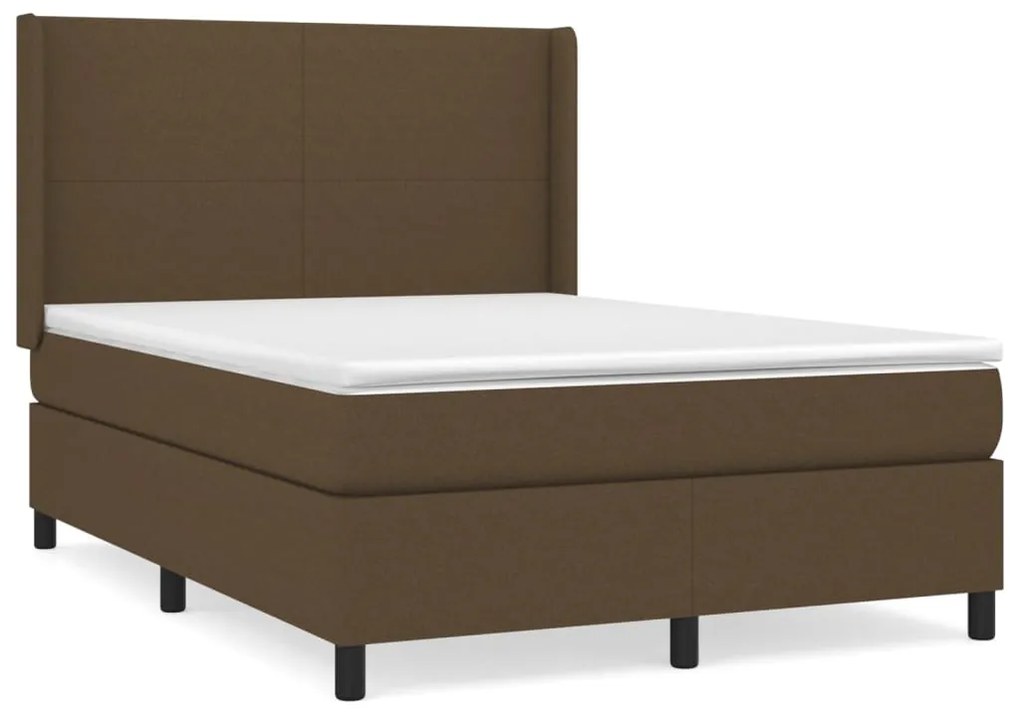 vidaXL Κρεβάτι Boxspring με Στρώμα Σκούρο Καφέ 140x190 εκ. Υφασμάτινο