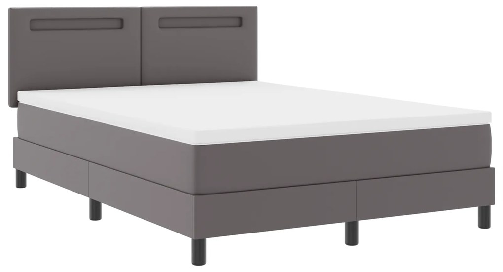 vidaXL Kρεβάτι με ελατήρια και στρώμα σε γκρι, 160x200 εκ, ψεύτικο δέρμα