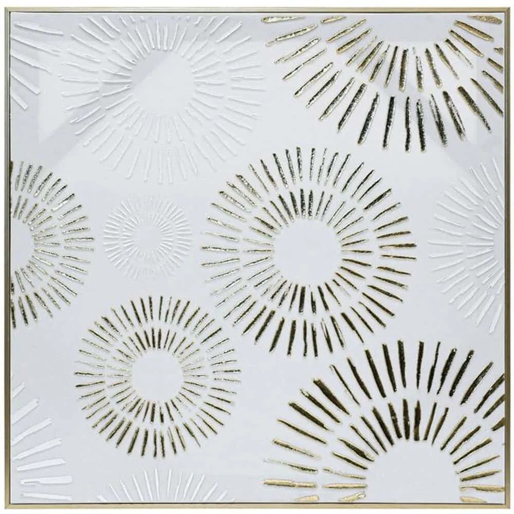 Πίνακας Καμβάς 147-225-092 60x3x60cm White-Gold Τετράγωνοι Πλαστικό,Καμβάς