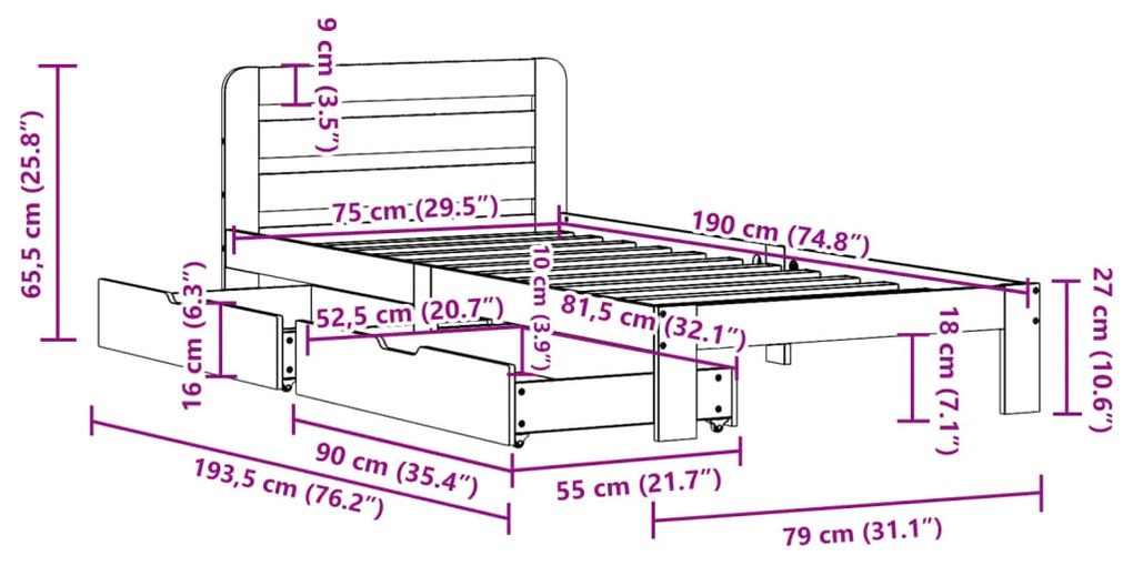 ΣΚΕΛΕΤΟΣ ΚΡΕΒ. ΧΩΡΙΣ ΣΤΡΩΜΑ ΚΑΦΕ ΚΕΡΙΟΥ 75X190 ΕΚ ΜΑΣΙΦ ΠΕΥΚΟ 3309862