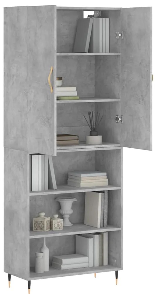 vidaXL Ντουλάπι Γκρι Σκυροδέματος 69,5x34x180 εκ. Επεξεργασμένο Ξύλο