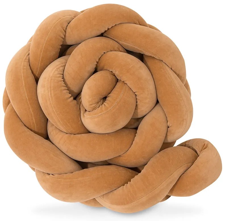 Πάντα πλεξούδα τριπλή χειροποίητη Velvet 200x18εκ Caramel