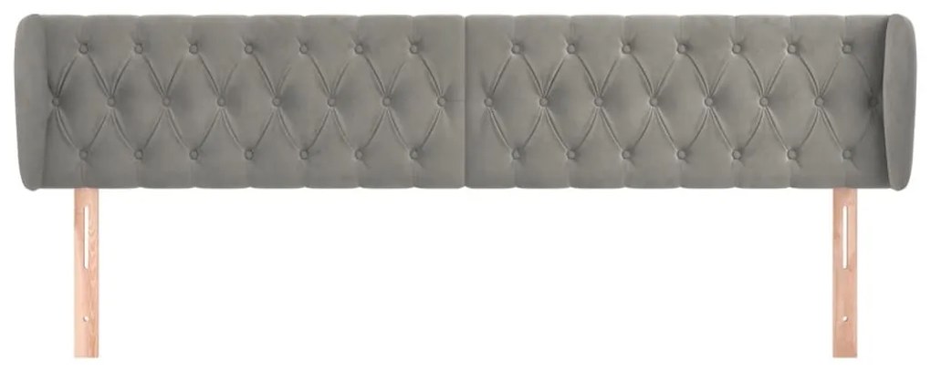 Κεφαλάρι με Πτερύγια Ανοιχτό Γκρι 183x23x78/88 εκ. Βελούδινο - Γκρι