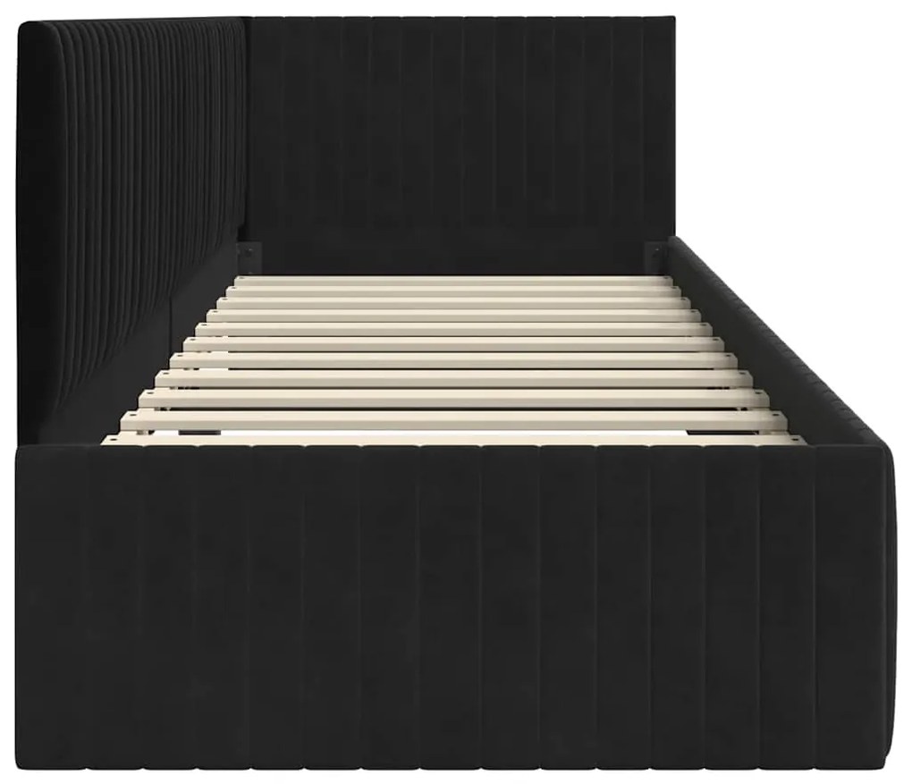 vidaXL Κρεβάτι Γωνίας με κεφαλάρι Μαύρο 80 εκ x 200 εκ Βελούδο