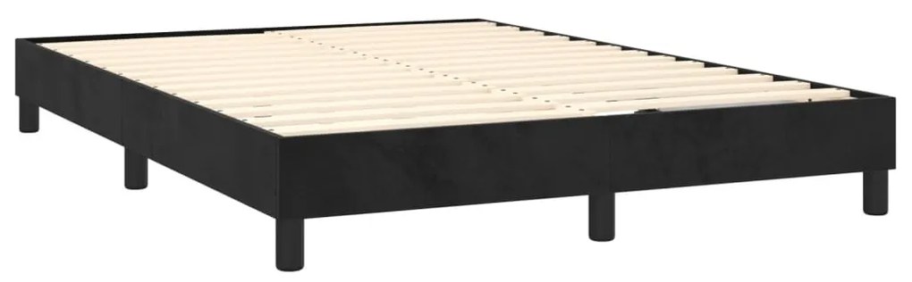 vidaXL Κρεβάτι Boxspring με Στρώμα Μαύρο 140x200 εκ. Βελούδινο