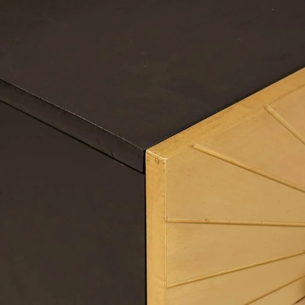 vidaXL Κομοδίνο Μαύρο και Χρυσό 50 x 33 x 60 εκ Μασίφ ξύλο μάνγκο