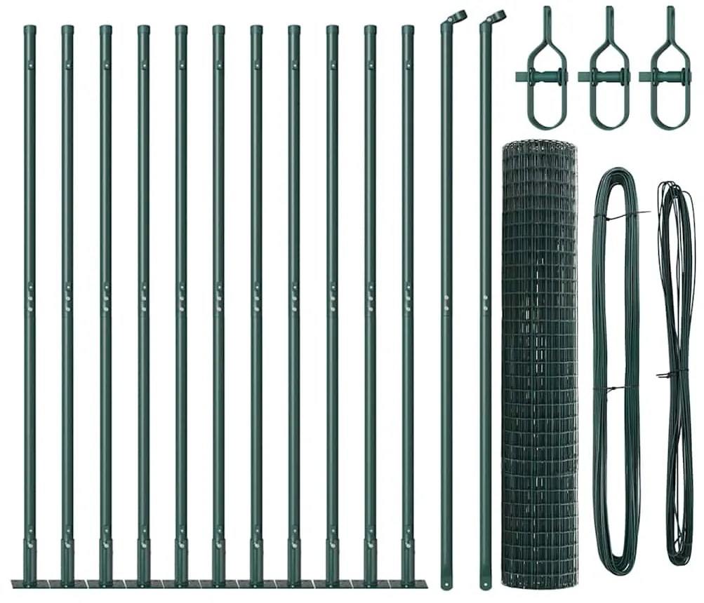 vidaXL Τεντώτο με στήριγμα Πράσινο 1,2 x 25 m Χάλυβας και PVC