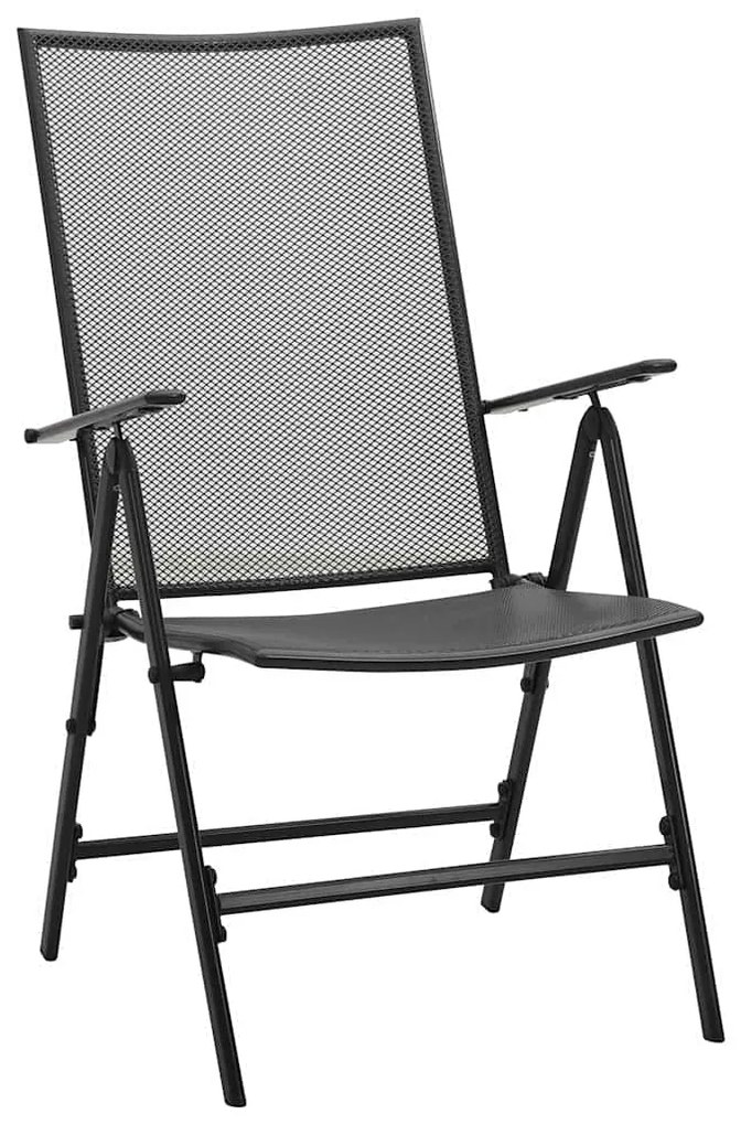 vidaXL Σέτ φαγητού για κήπο Πτυσσόμενος 7 pcs Ανθρακί Ατσάλι