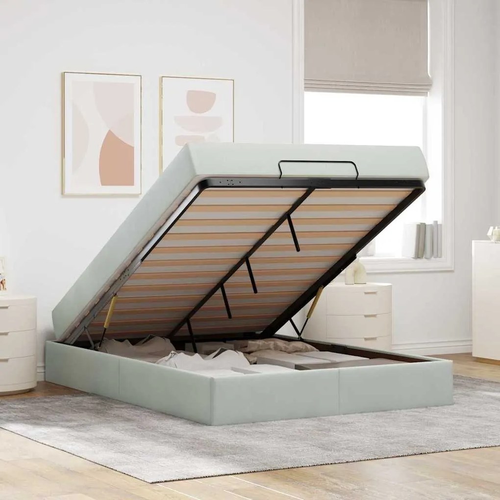 vidaXL Σκελετός κρεβατιού με στρώμα 2 pcs Ανοιχτό γκρι Βελούδο