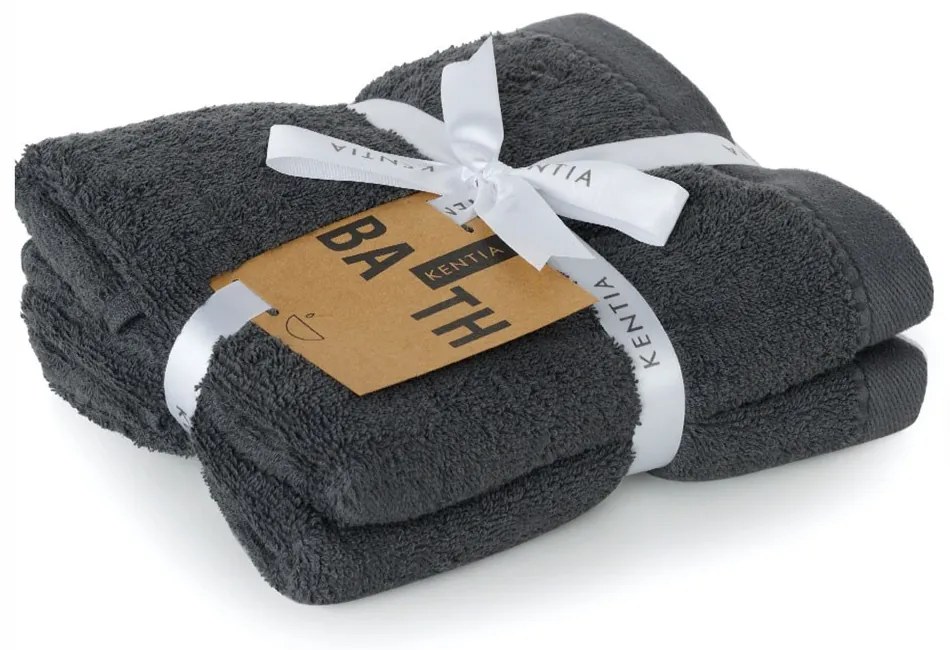 Πετσέτες Riley 24 (Σετ 2τμχ) Dark Grey Kentia Σετ Πετσέτες 50x90cm 100% Βαμβάκι