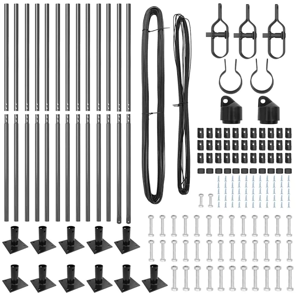 vidaXL Πό posts φράχτη 13 pcs Γκρι Ø32mm 130 εκ Γαλβανισμένος χάλυβας