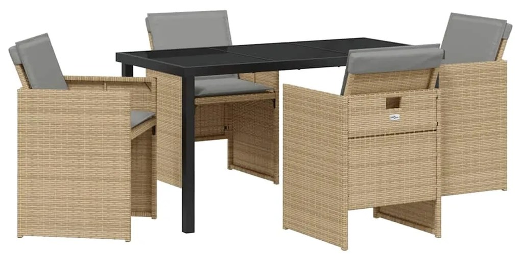 vidaXL Σέτ φαγητού για κήπο 5 pcs Μπεζ συνθετικό ρατάν