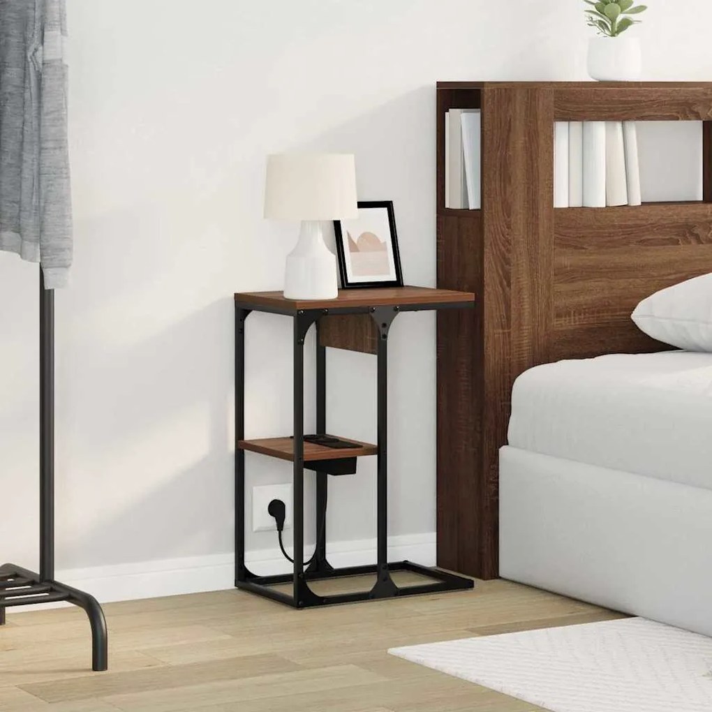 vidaXL Κομοδίνο Καφέ δρυς 41.5 x 26 x 60.5 εκ Επεξεργασμένο ξύλο