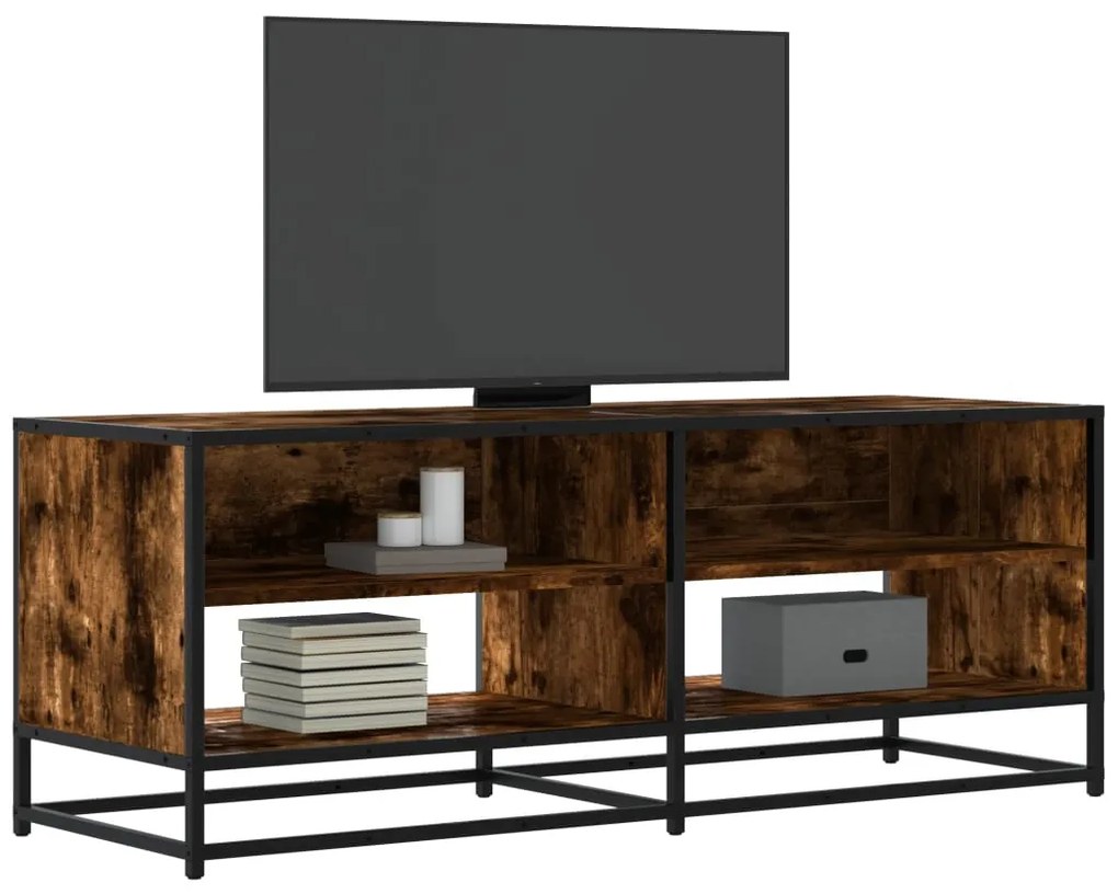 Έπιπλο Τηλεόρασης Καπνιστή Δρυς 120,5x40x46εκ Επεξ.Ξύλο/Μέταλλο