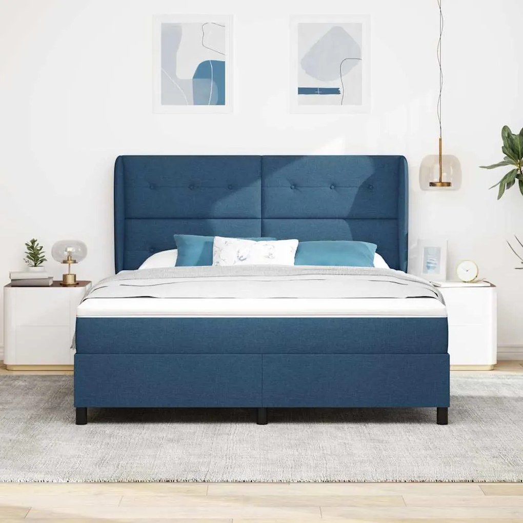 vidaXL Κρεβάτι με ελατήρια με στρώμα Μπλε 180 x 200 cm ύφασμα