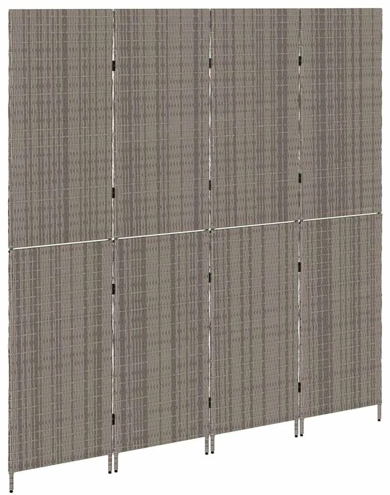 vidaXL Διαχωριστικό Δωματίου Γκρι 195 x 180 εκ. συνθετικό ρατάν