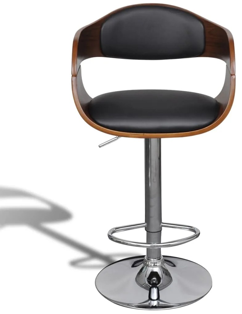 vidaXL Σκαμπό Μπαρ 2 τεμ. από Λυγισμένο Ξύλο και Συνθετικό Δέρμα